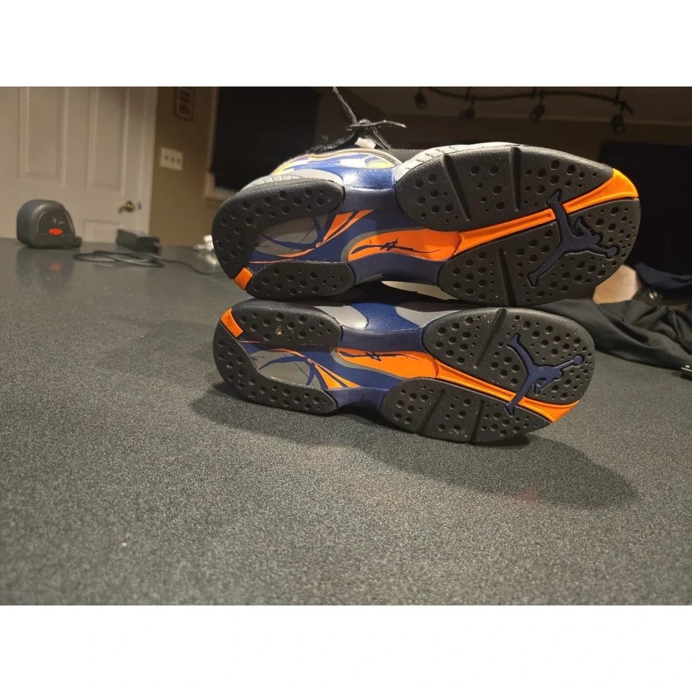 Nike Air Jordan 8 Retro Suns GS 5Y, 6.5W Black Orange Blue 305368-043 Clean